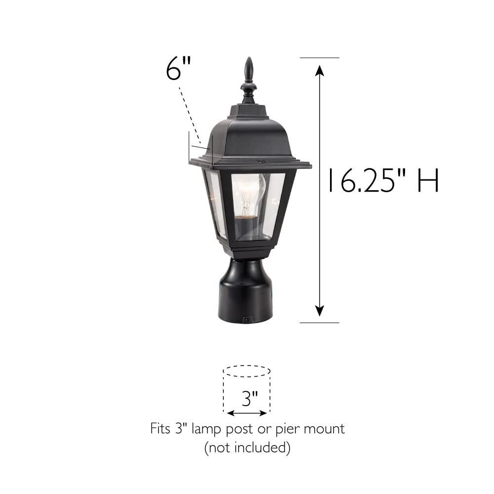 Maple Street Outdoor Post Light With Clear Glass, Wet Rated For Driveway, Patio, And Garden - Design House, 507509