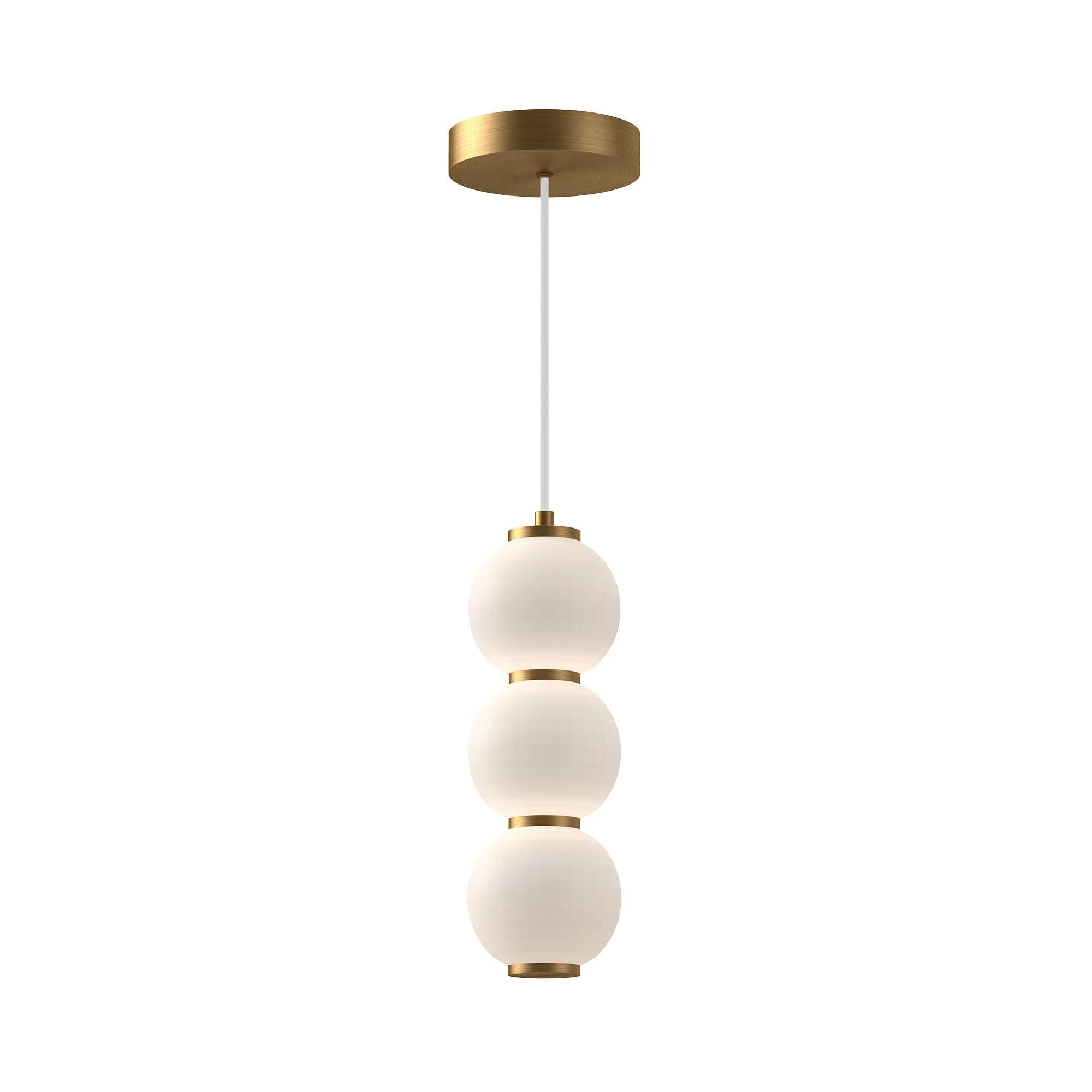 Alora Mood Bijou 7-in Aged Gold/Opal Matte Glass Metal & Glass Ceiling Pendant, LED Bulb, SKU PD530313AGOP-UNV