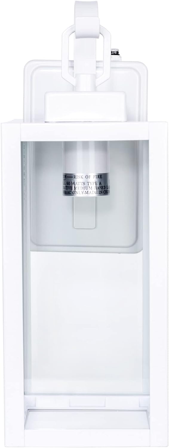 Yoonlit Smartlife Yn-Wl009 Outdoor Wall Sconce With Dusk To Dawn Photocell Sensor, Traditional One Light Porch Light, Weather Resistant, Stainless Metal Housing, Clear Glass, White, 2-Pack
