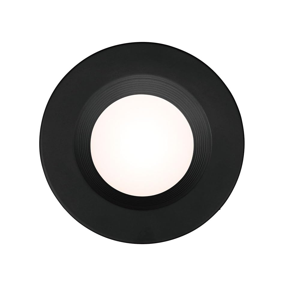 DESIGNERS FOUNTAIN Led Recessed Ceiling Light, Dimmable 5/6 Inch Metal Fixture, 1000 Lumens, Black Baffle, Model EVL61093T50
