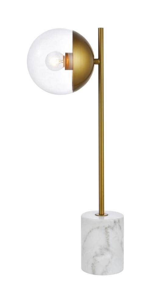 Living District Eclipse 1 Light Brass Table Lamp With Clear Glass