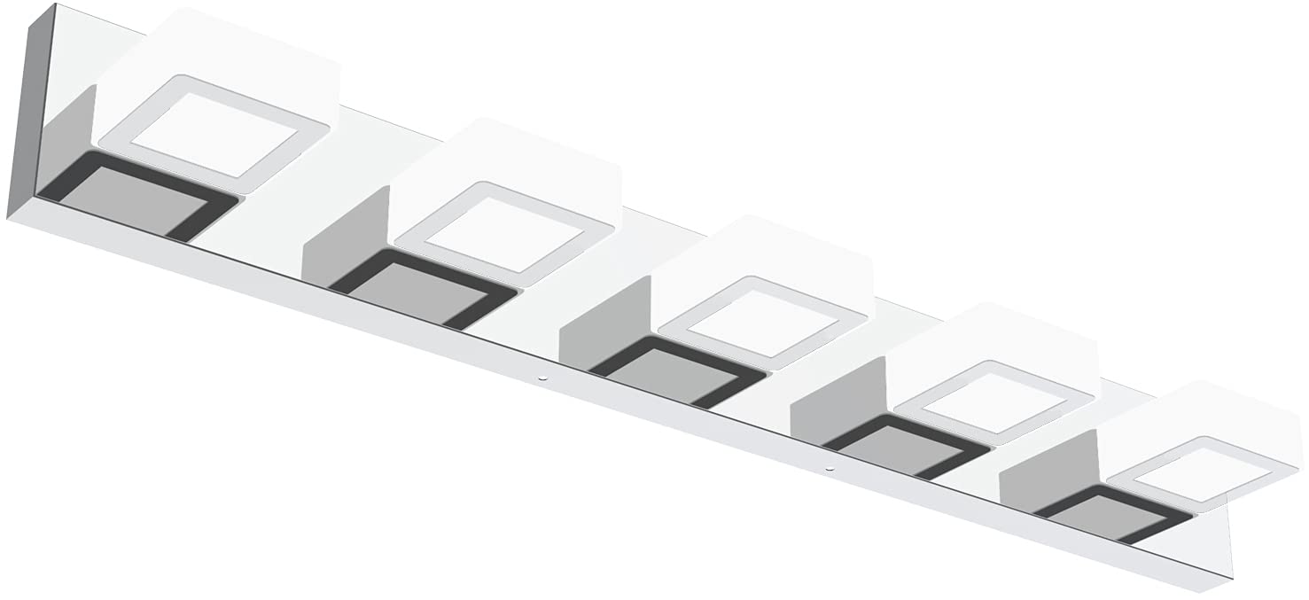 Ralbay LED Bathroom Vanity Light 5 Lights Acrylic Rotable 360° Chrome-Cool White Stainless Steel