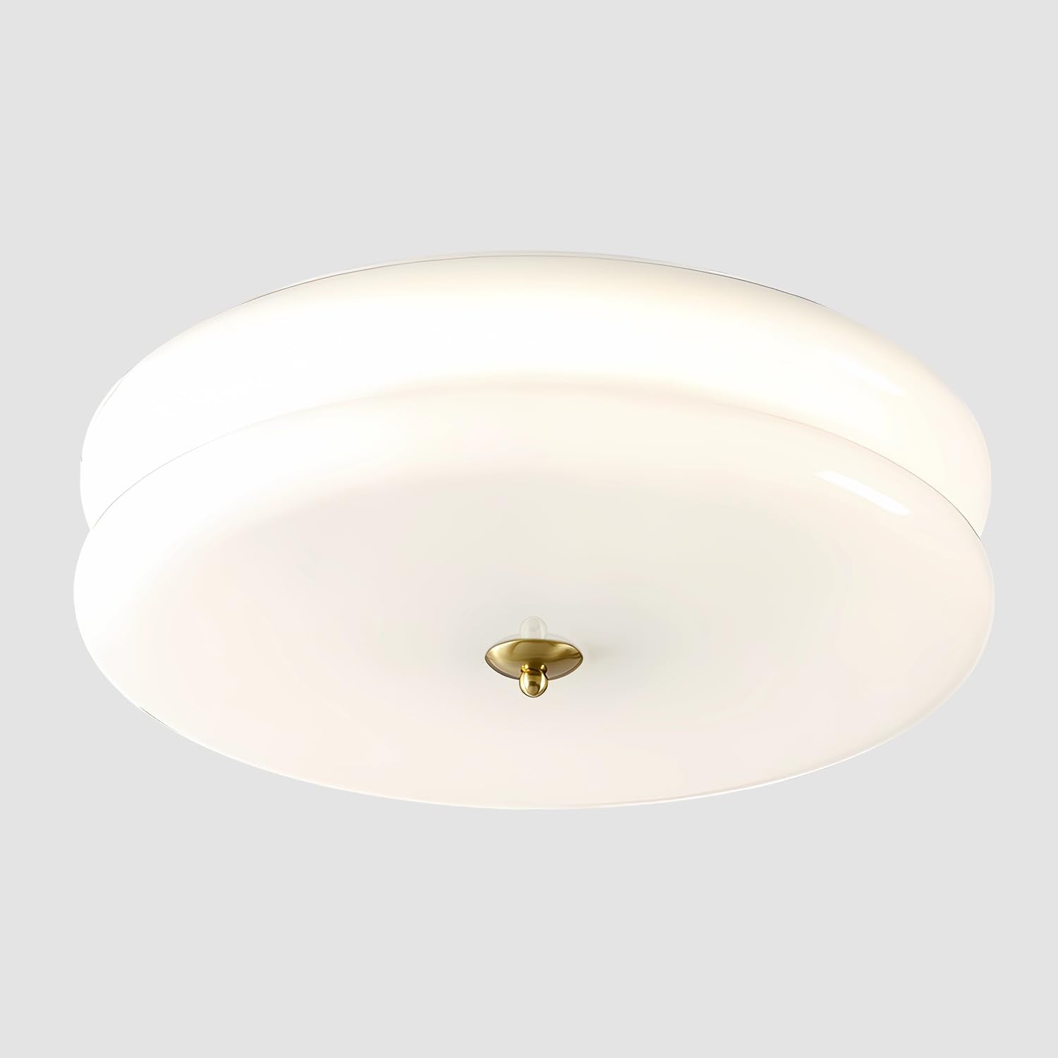KCO Lighting Mid Century LED Flush Mount Ceiling Light Vintage Large Semi Flush Mount Ceiling Light Fixture Milk Glass Ceiling L