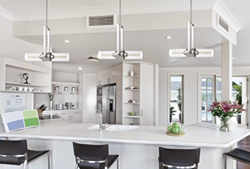 Cal 75.25in Chrome Metal Pendant Light with Clear Glass Shade, Model FX-3758-1