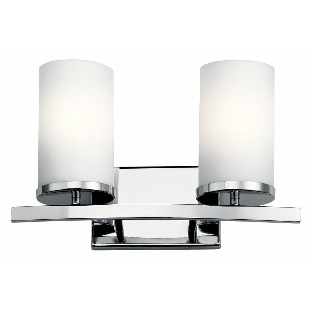 KICHLER Crosby 15 2 Light Vanity Light Satin Etched Cased Opal Chrome