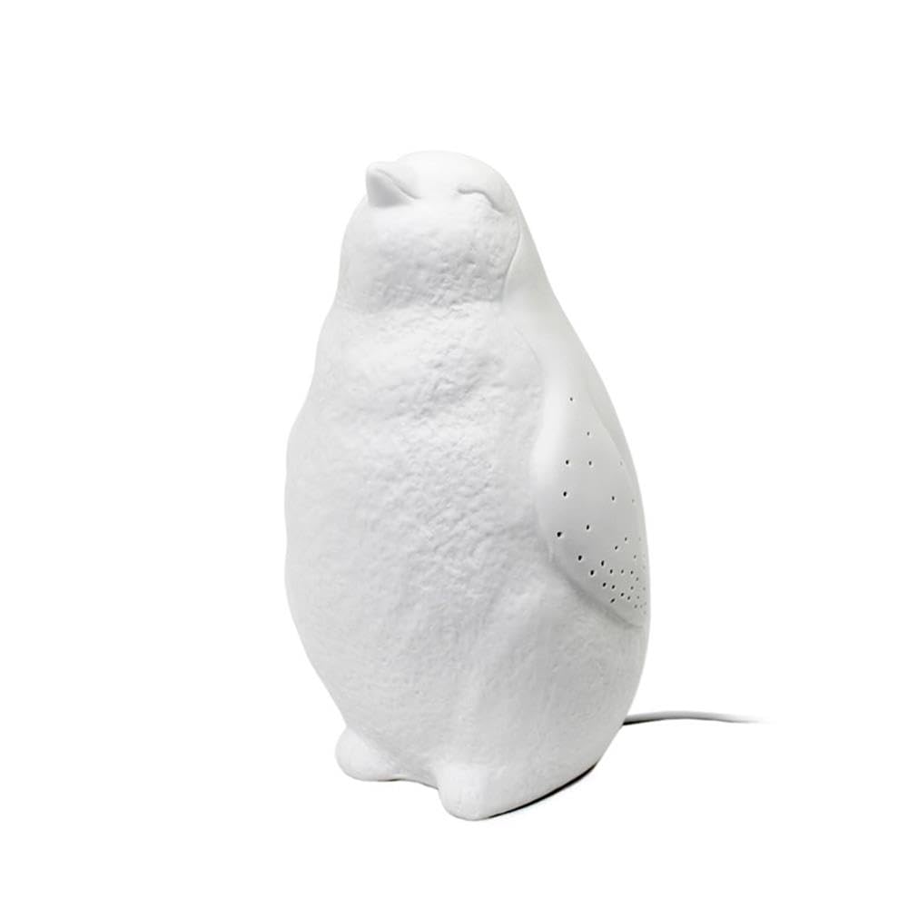 Simple Designs Home Lt3213-Wht White Porcelain Animal Shaped Table Lamp, Artic Penguin