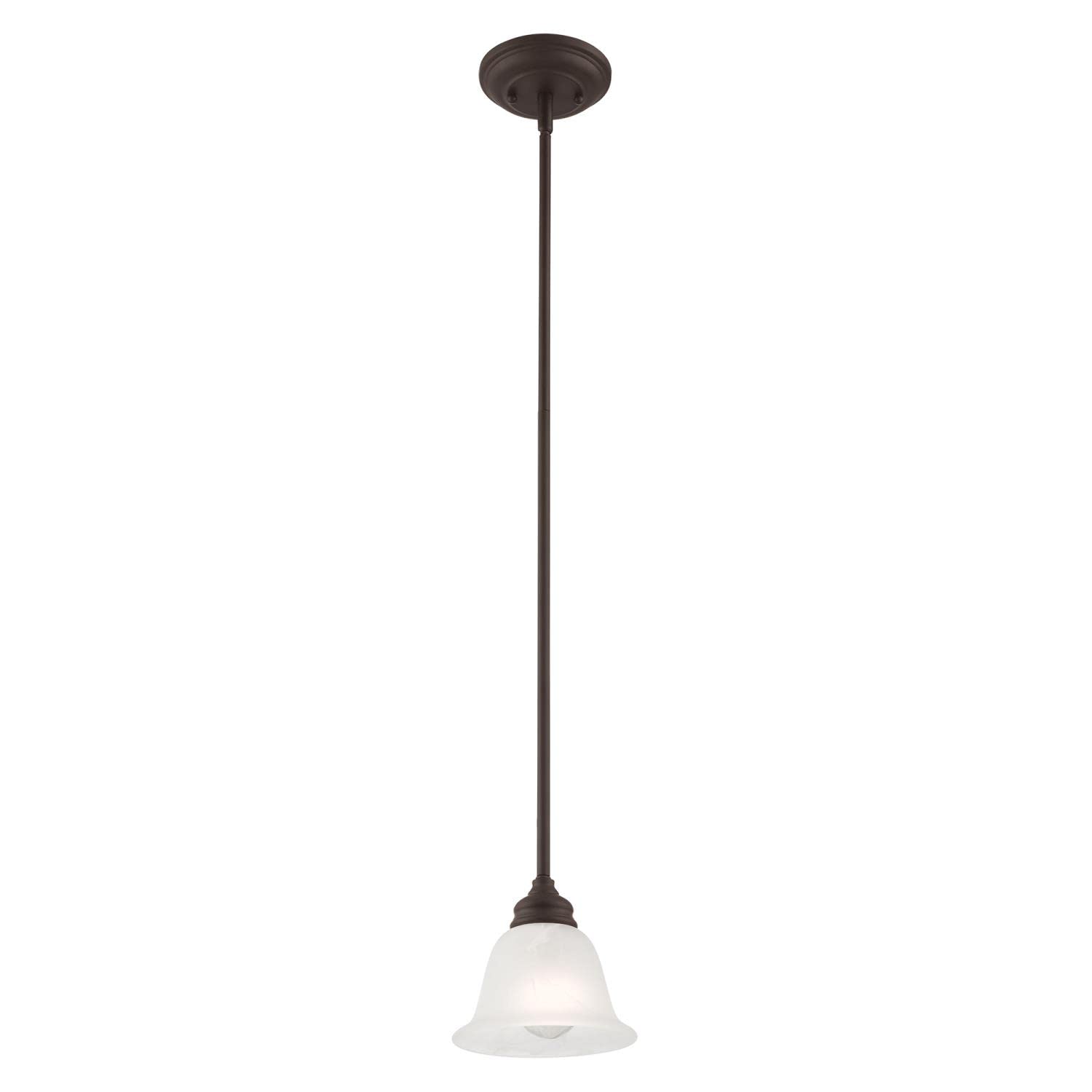 Livex Lighting Es  1-Light Mini Pendant, Alloy Steel, 6.25inL x 6.25inW x 44.5inH, Bronze, Model 1340-07
