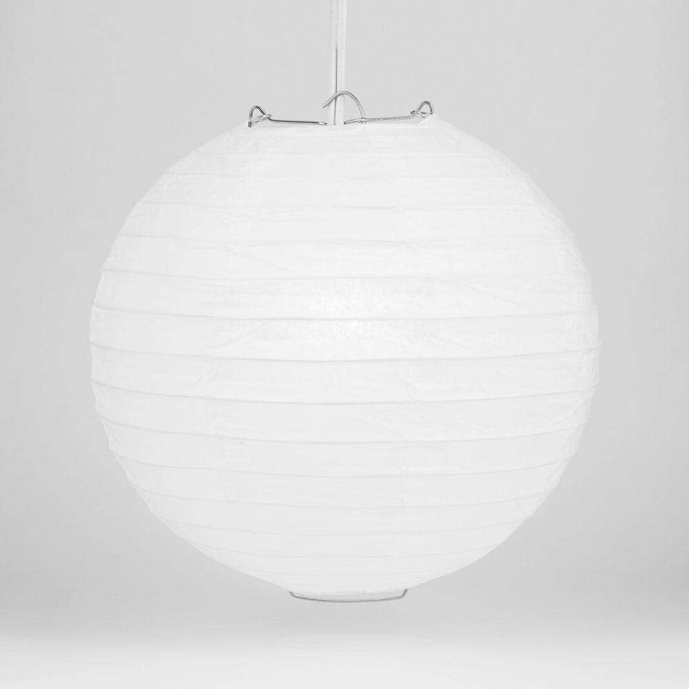 Quasimoon 18 Inch White Round Paper Lanterns, Even Ribbing, 5-Pack, Paper