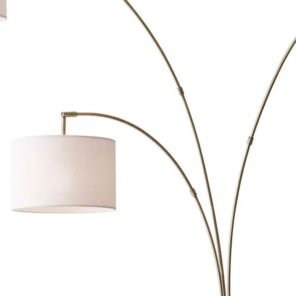 HomeRoots Lighting 35 X 52 X 74 Brushed Steel Metal 3-Arm Arc Lamp