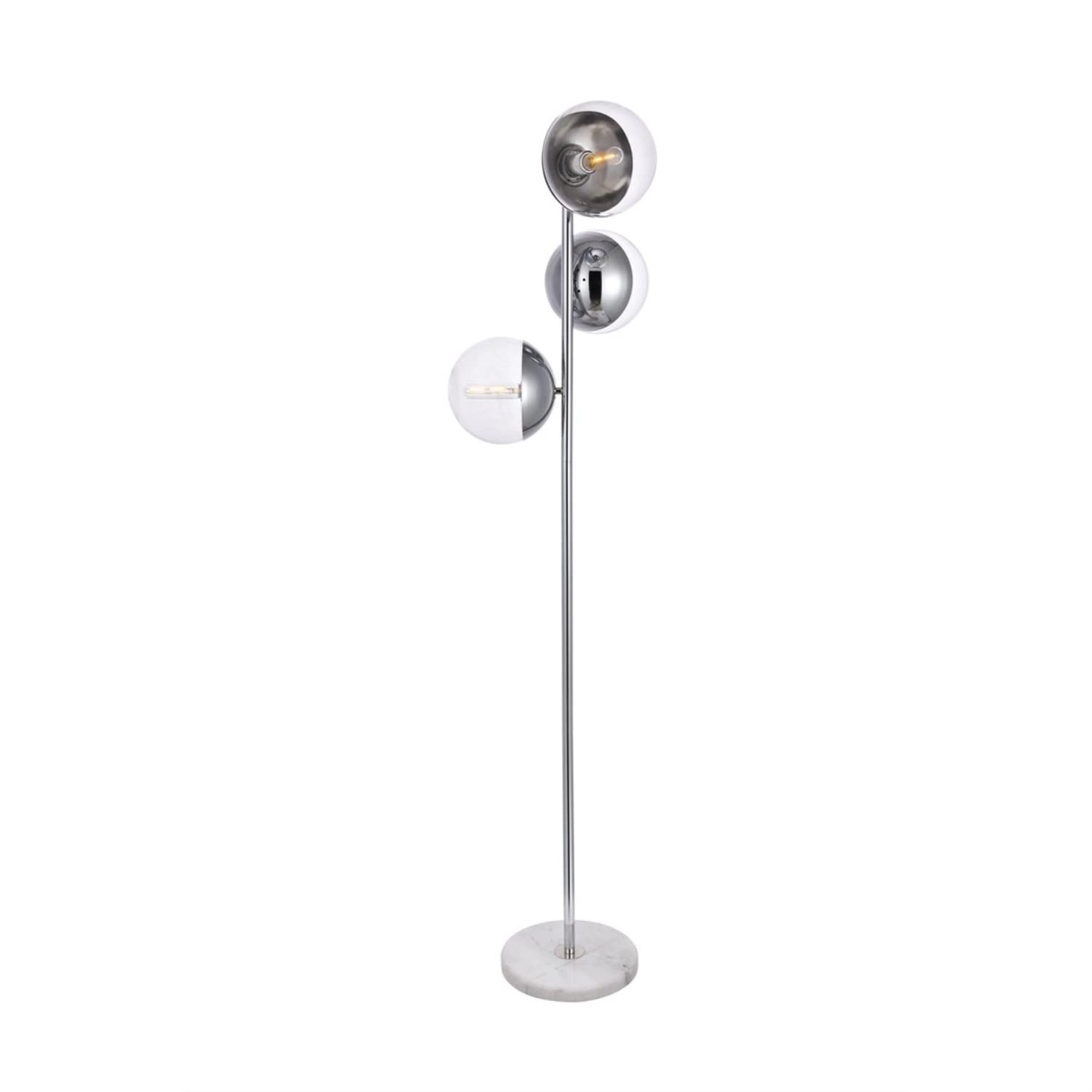 Living District Eclipse 3 Lights Chrome Floor Lamp with Clear Glass