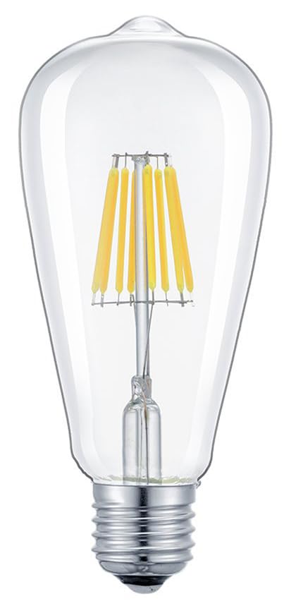 LED Vintage Edison Bulb ST64-8W LED Light Filament Bulb, Clear Glass Cover, E26 Base, Clear Warm White 2700K, Replace 80W, 110-1