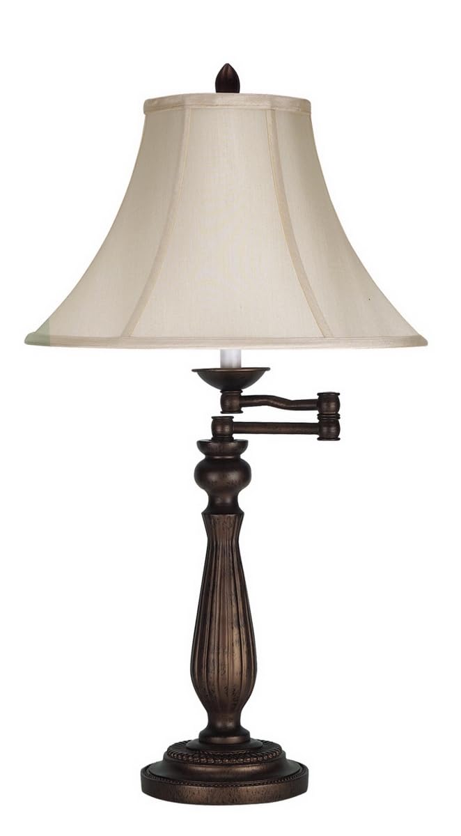 Homeroots Rust Metal Table Lamp, 30 In. With Pearl Bell Shade - Elegant Home Décor Lighting
