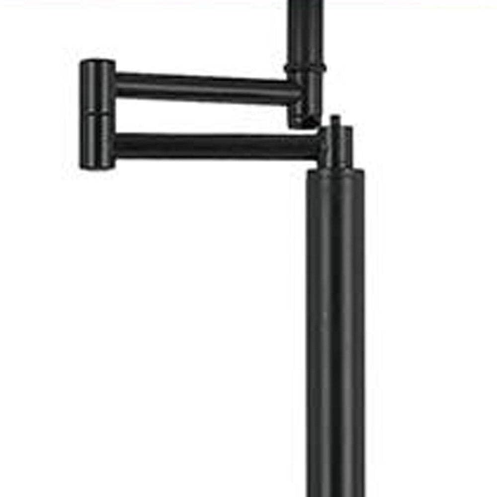 HomeRoots Bronze Swing Arm Floor Lamp with White Square Shade, 60 in. Metal Design