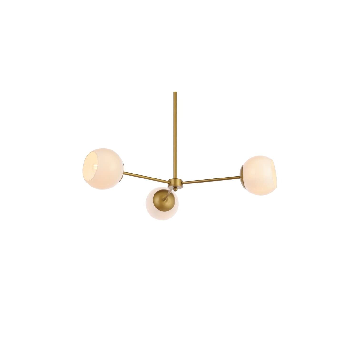 Living District Briggs 3-Light Mid-Century Metal Pendant in Brass and White