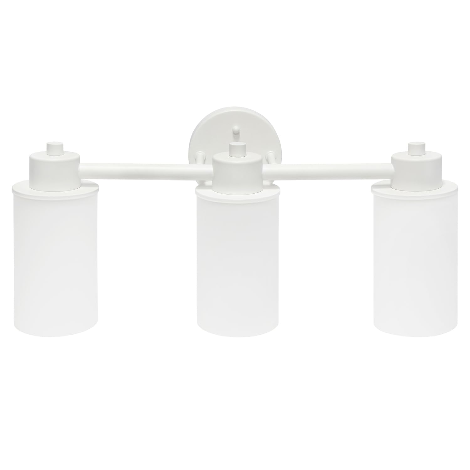 Simple Designs Modern Wall Mounted Vanity Fixture, 3 Light, Metal, Milk White Glass Shades, 20.75in, VT1024-WHT, White