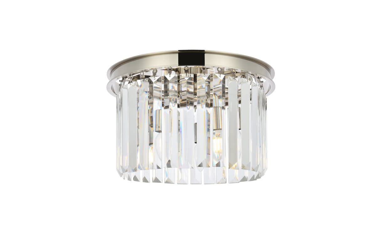 Elegant Lighting Urban Classic Sydney 3-Light Metal Royal Cut Flush Mount - Nickel Finish