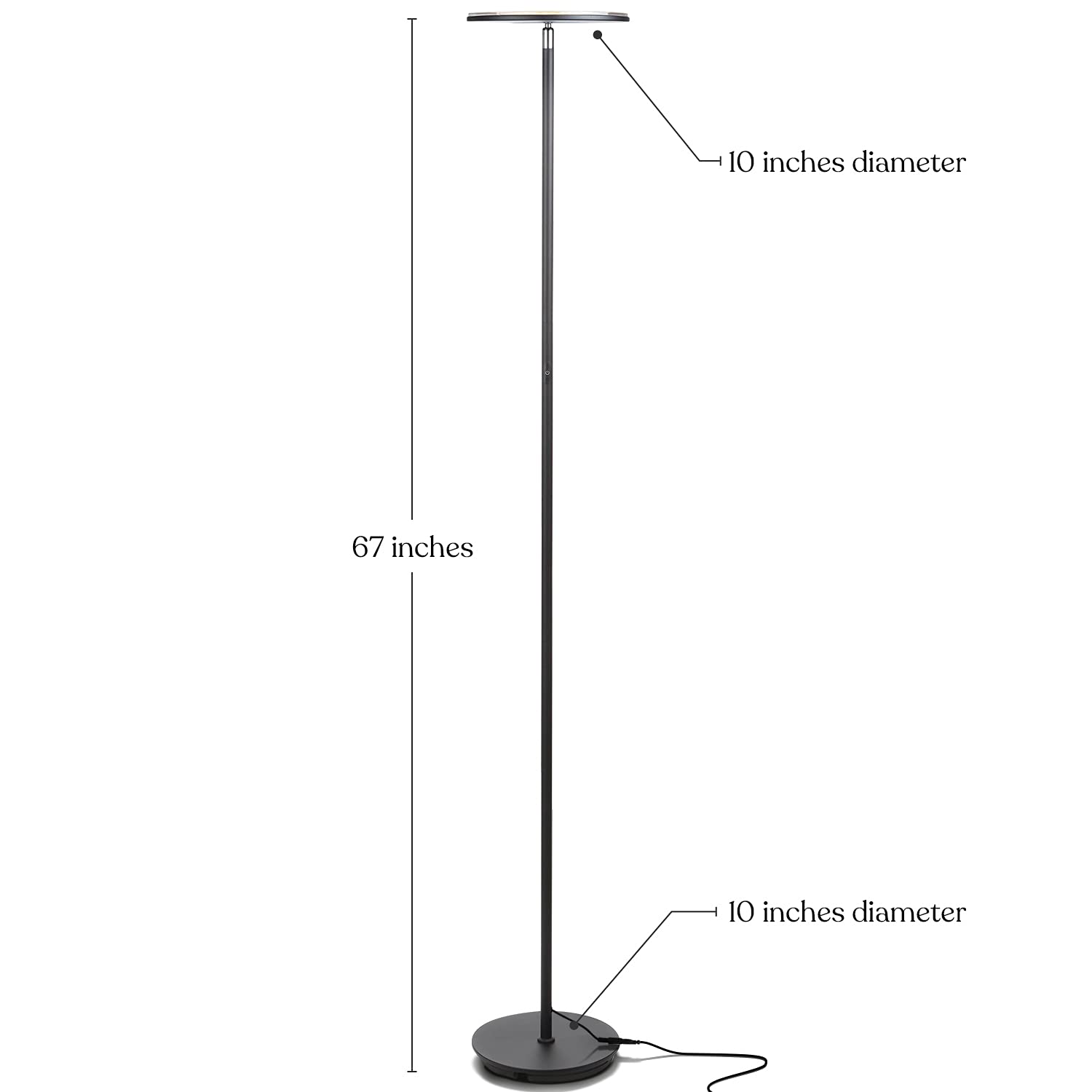 Brightech Sky Flux Dimmable LED Floor Lamp - Black, Torchiere Design, 3 Light Options, Model SKYFLUX-BK
