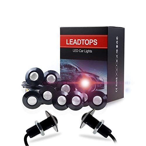 LEADTOPS Eagle Eye LED Lights, 10-pack, 12V Ultra Thin, Aluminum, Black, Red Color for Car and Motorcycle