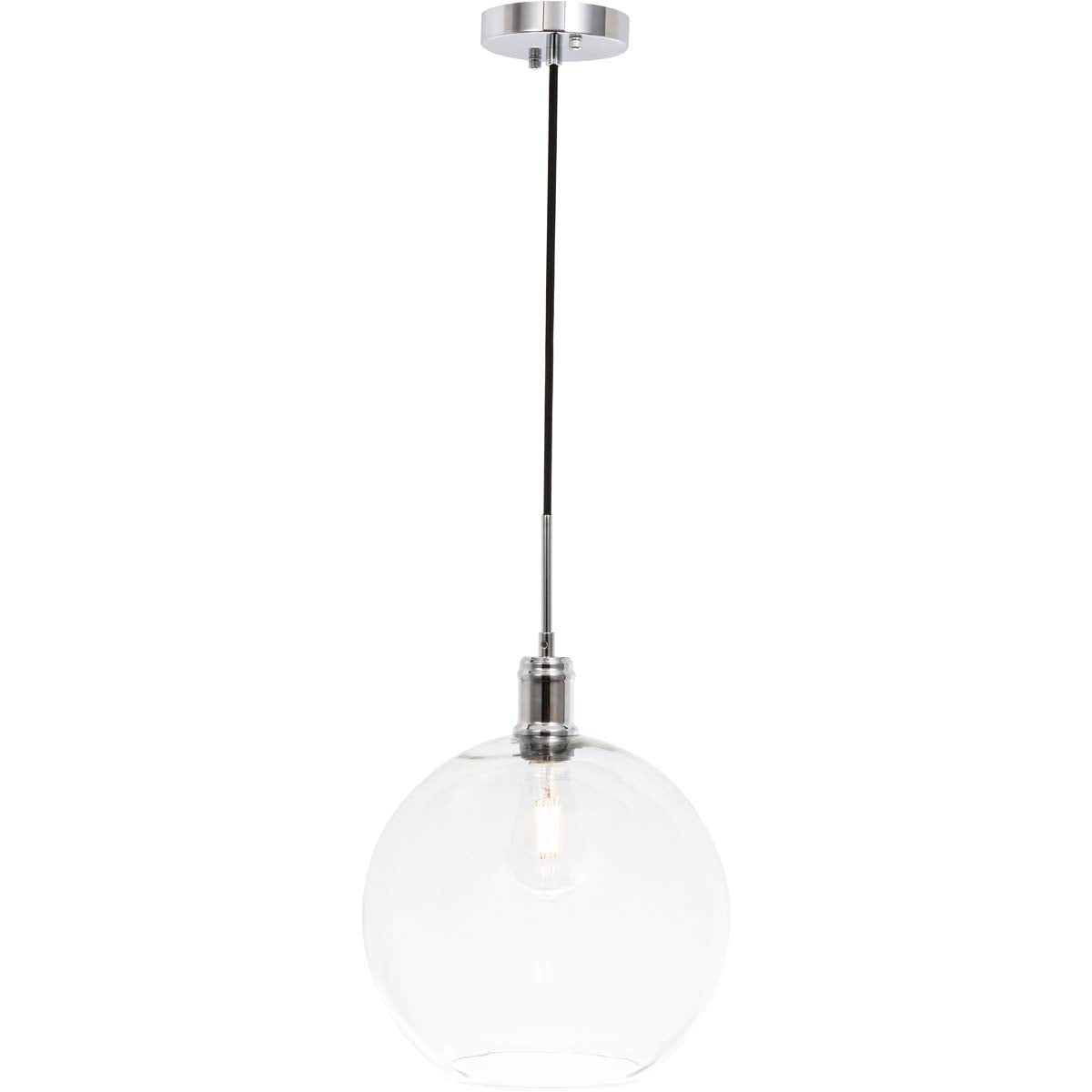 Living District Emett 1-Light Metal Pendant in Chrome and Clear Glass Finish
