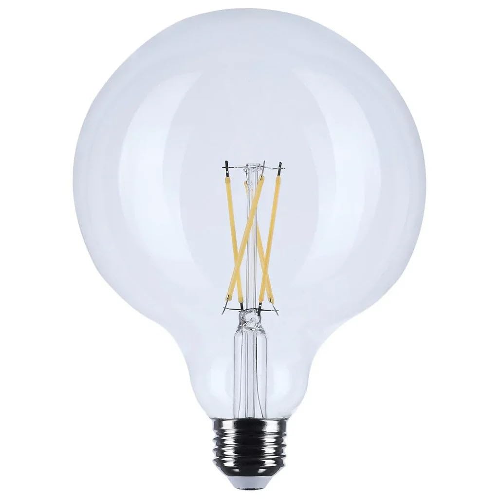 Satco 6W LED G40 Globe Light Bulb 3500K Neutral White 500 Lumens Clear Finish E26 Medium Base Dimmable 300 Degree Beam Enclosed 