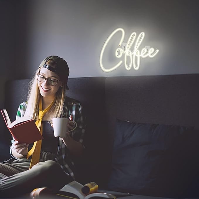 ineonlife Coffee Bar Neon Sign, Acrylic Wall Decor Light Up, 15.9inx11.8in, Coffee-White, Model QY-84