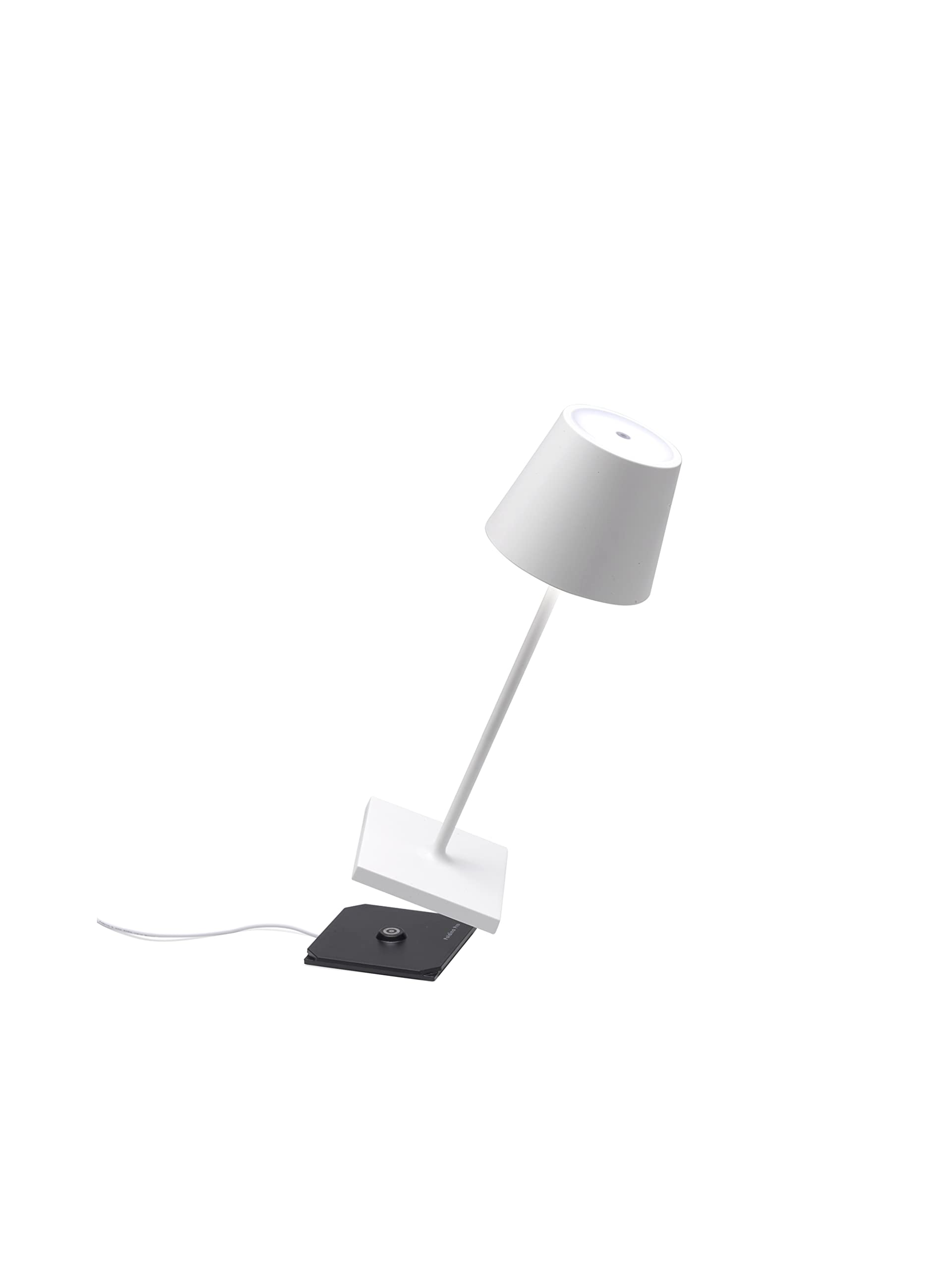 Zafferano Poldina Pro Mini Lamp, Rechargeable Cordless Table Lamp, Touch Control, 11.8 Inches, White, Model LD0320B4