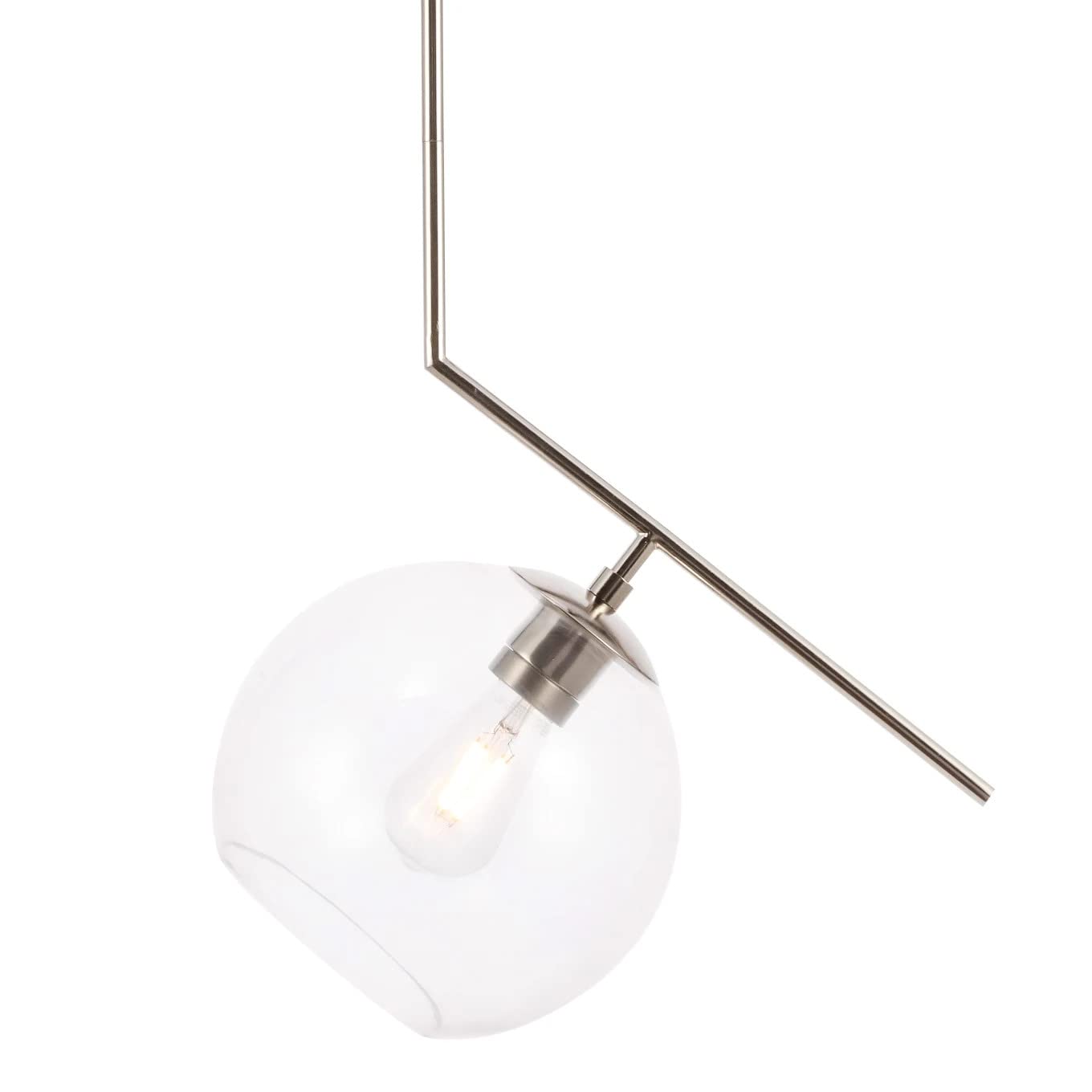 Living District Chrome Glass Pendant Light - Modern Decorative Ceiling Fixture, 1 Light
