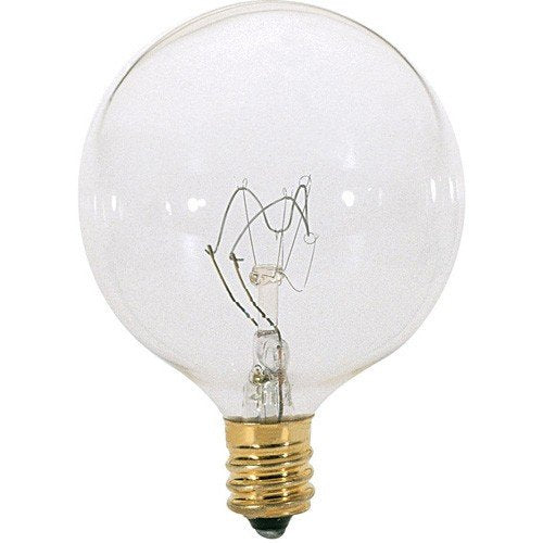 Kor (Pack Of 10) G16.5 Clear Finshdecorative (E12) Candelabra Base Globe Shape Incandescent 120V G16 1/2 Light Bulbs (25)