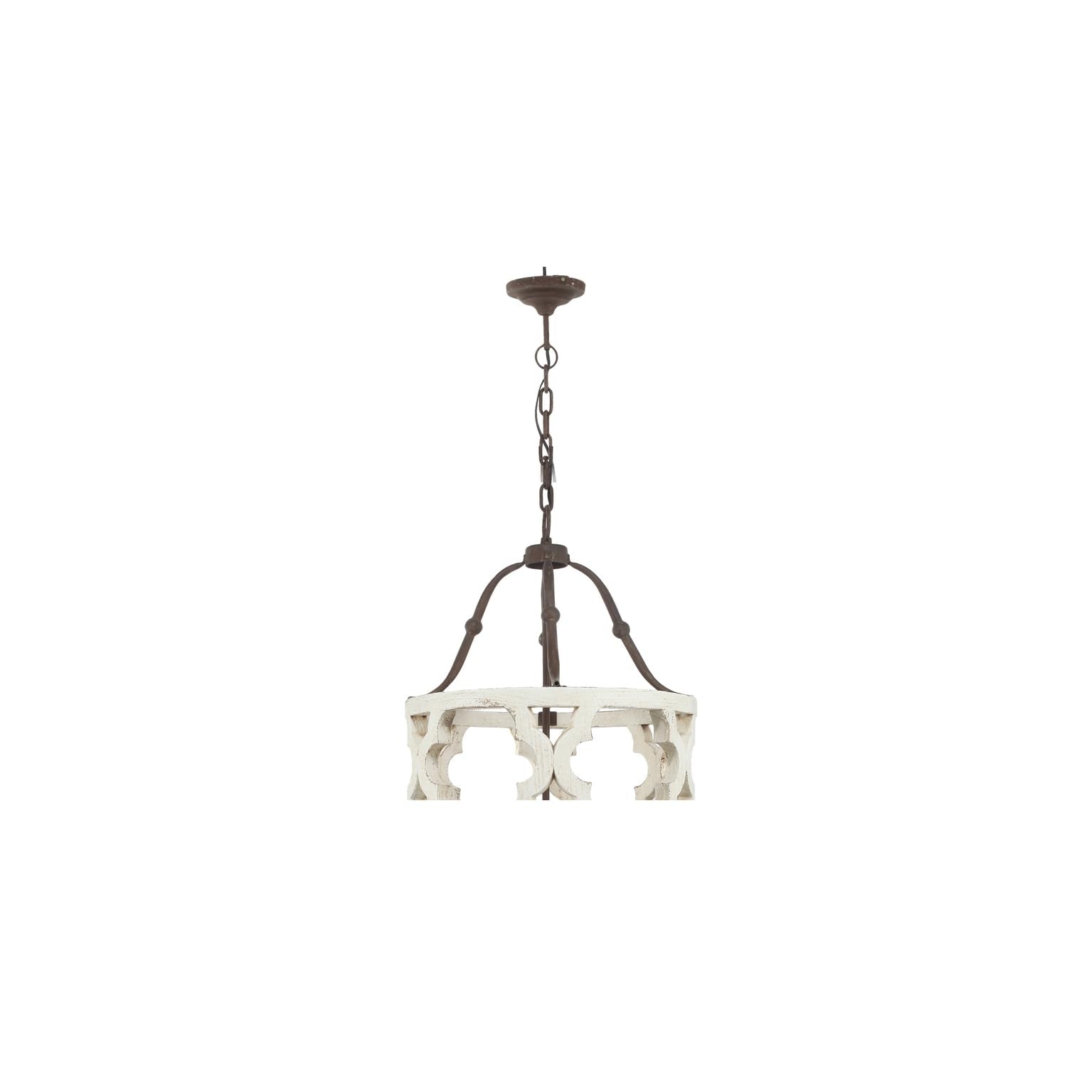 Benzara Bm154664 4 Light Wood Chandelier, White