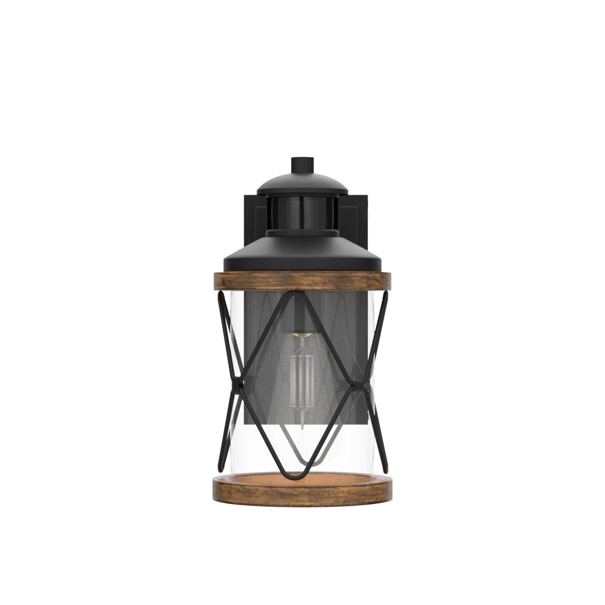 Ejerlya Outdoor Motion Sensor Porch Light with GFCI Outlet, Anti-Rust Metal, UL ETL Listed, Round Model YJ-22-005