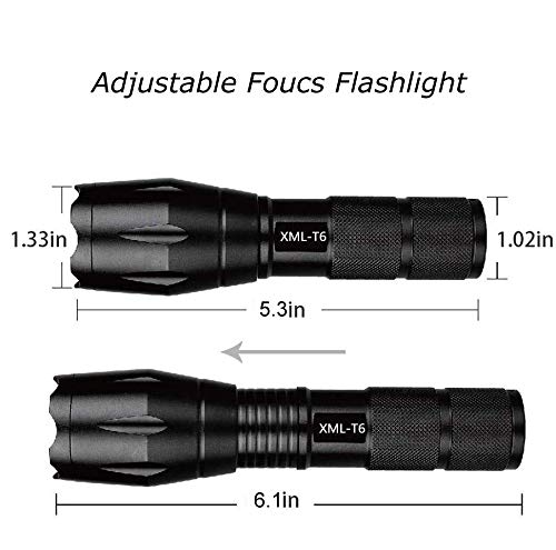 4 In 1 Multicolor Flashlight, 300 Lumen Zoomable One Mode White Red Green Blue Light, Hunting Flashlight