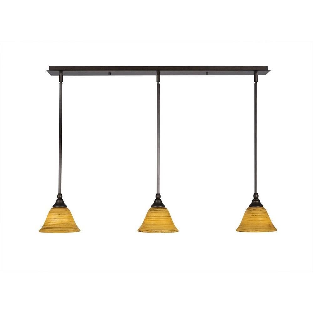 Toltec Lighting 3 Light Linear Pendalier In Bronze (36-Brz-454)