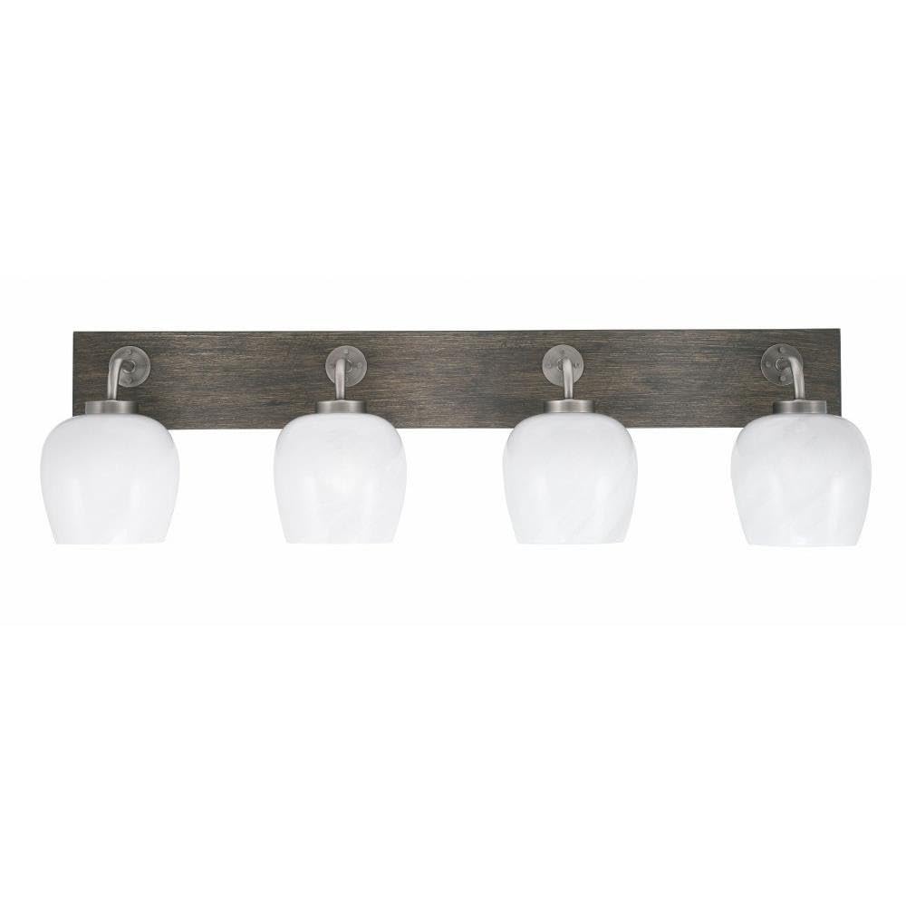 Toltec Lighting 1774-Gpdw-4811 Oxbridge - 4 Light Bath Bar-9.75 Inches Tall And 36.5 Inches Length, Finish Color: Graphite/Painted Distressed Wood-Look Metal, Glass Color: White Marble