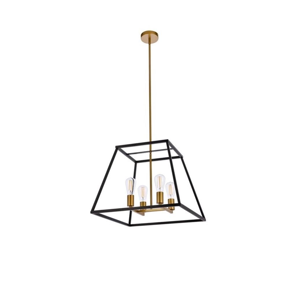 Living District Indoor Modern Home Decorative Bright Ceiling Declan 20 inch Pendant in Black and Brass