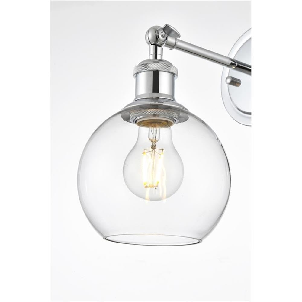 Living District Wesson 1-Light Metal Plug-in Wall Sconce in Chrome/Clear