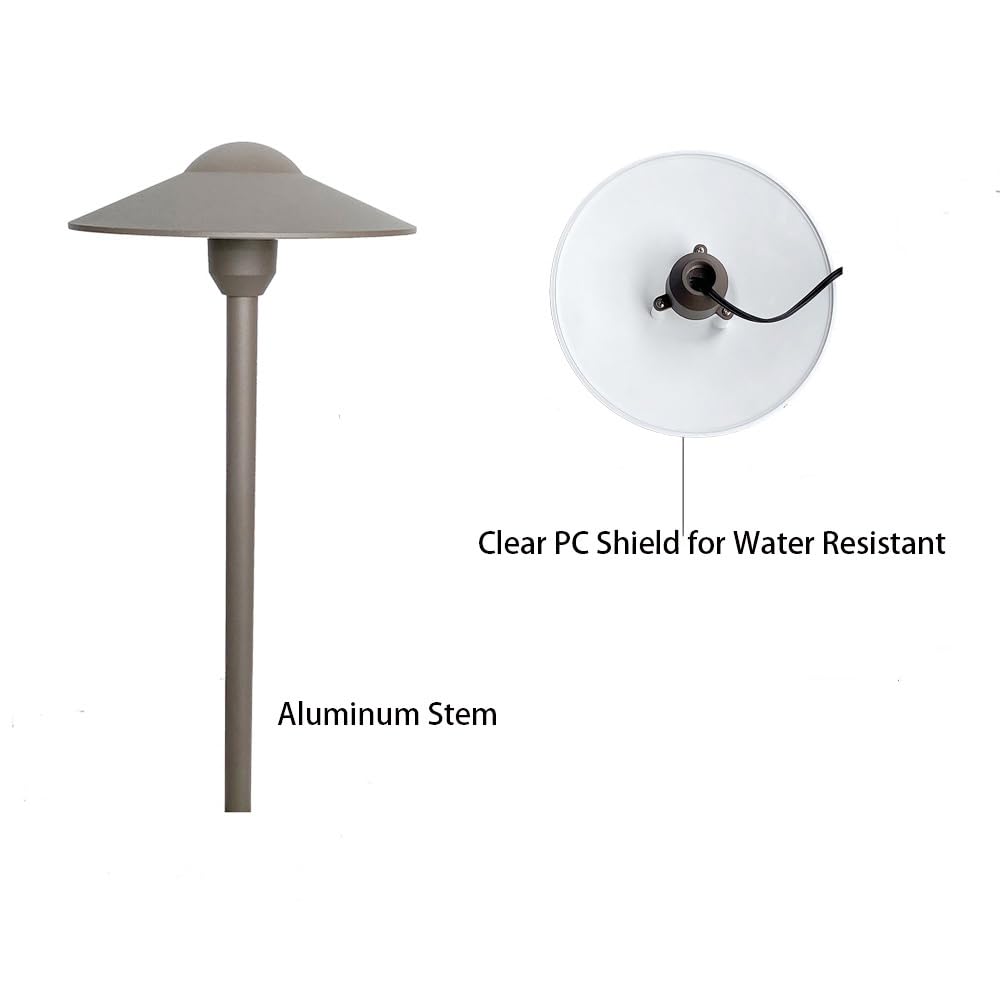 Arrownine Cast Aluminum Low Voltage Outdoor Pathway Light Walkway Landscape Path Lights Included Ground Spike,Wire Connectors Free Replaceable 3 Watts G4 Led Bulb Warm White 2-Pack (Bronze Finish)