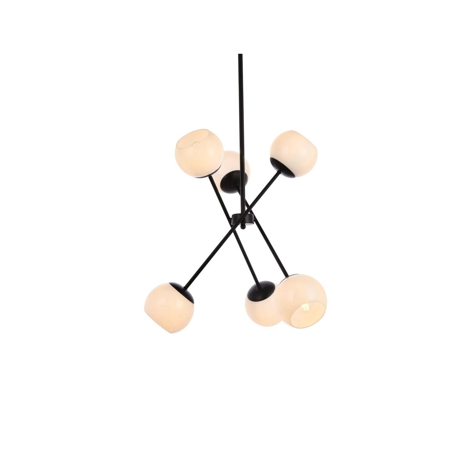 Living District Axl 6-Light Mid-Century Metal Pendant in Black and White