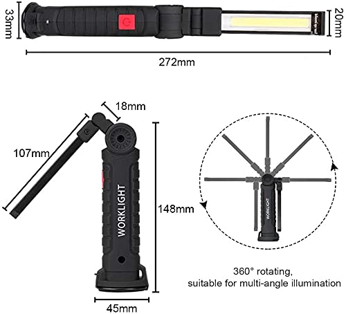 4Pack LED Work Lights, USB Rechargeable COB Light with Magnetic Base 360Rotate and 5 Modes, Folding Flashlight Inspection Light
