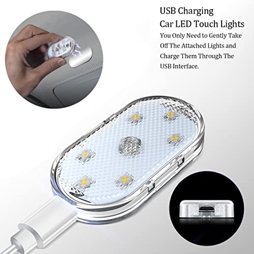2 Pcs Car Led Lights Interior,White Ambient Lighting Car Interior,Usb Rechargeable Car Interior Reading Light,Portable Led Lights For Car