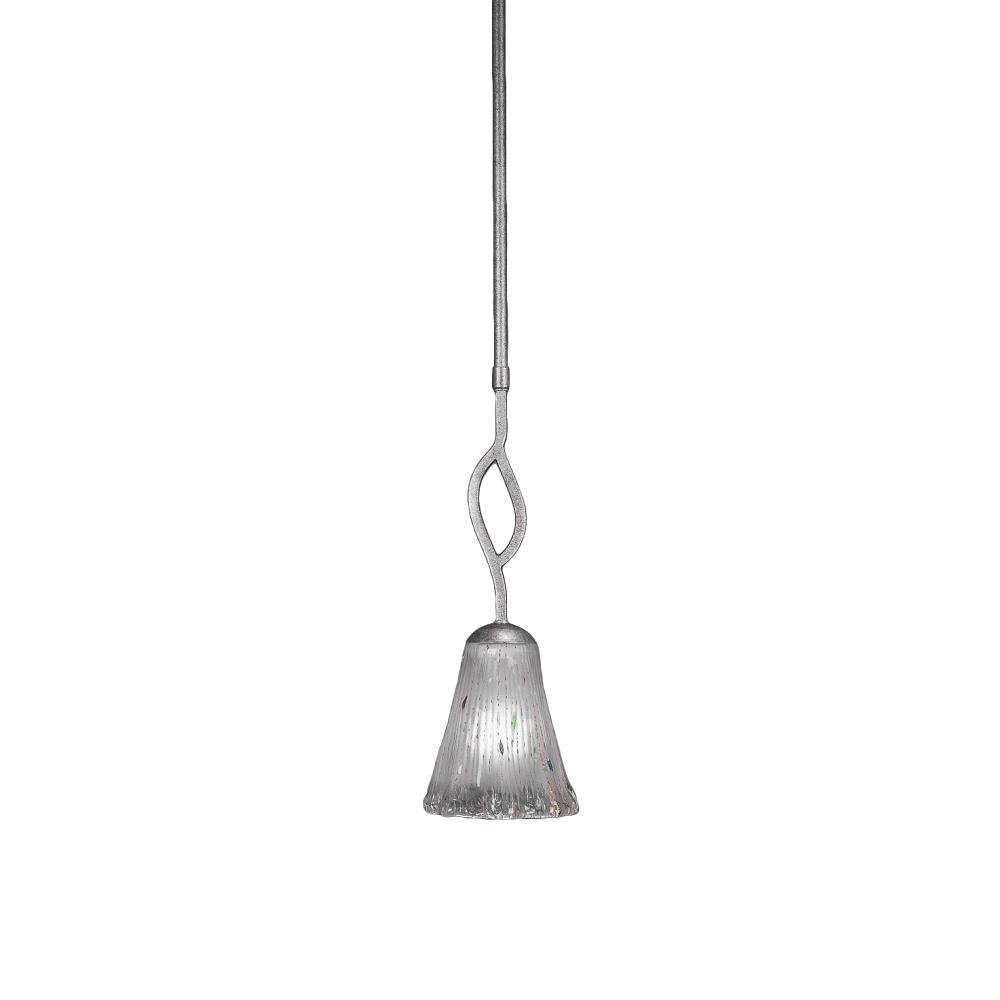 Toltec Lighting 240-As-721 Revo 1 Light Mini Pendant With 5.5&quot; Fluted Frosted Crystal Glass, Aged Silver Finish