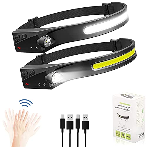 Headlamp Rechargeable - Head Lights For Forehead 2 Pack, Super Bright 230 Wide Beam Headlamps Headlight, Lightweight Led Headlam