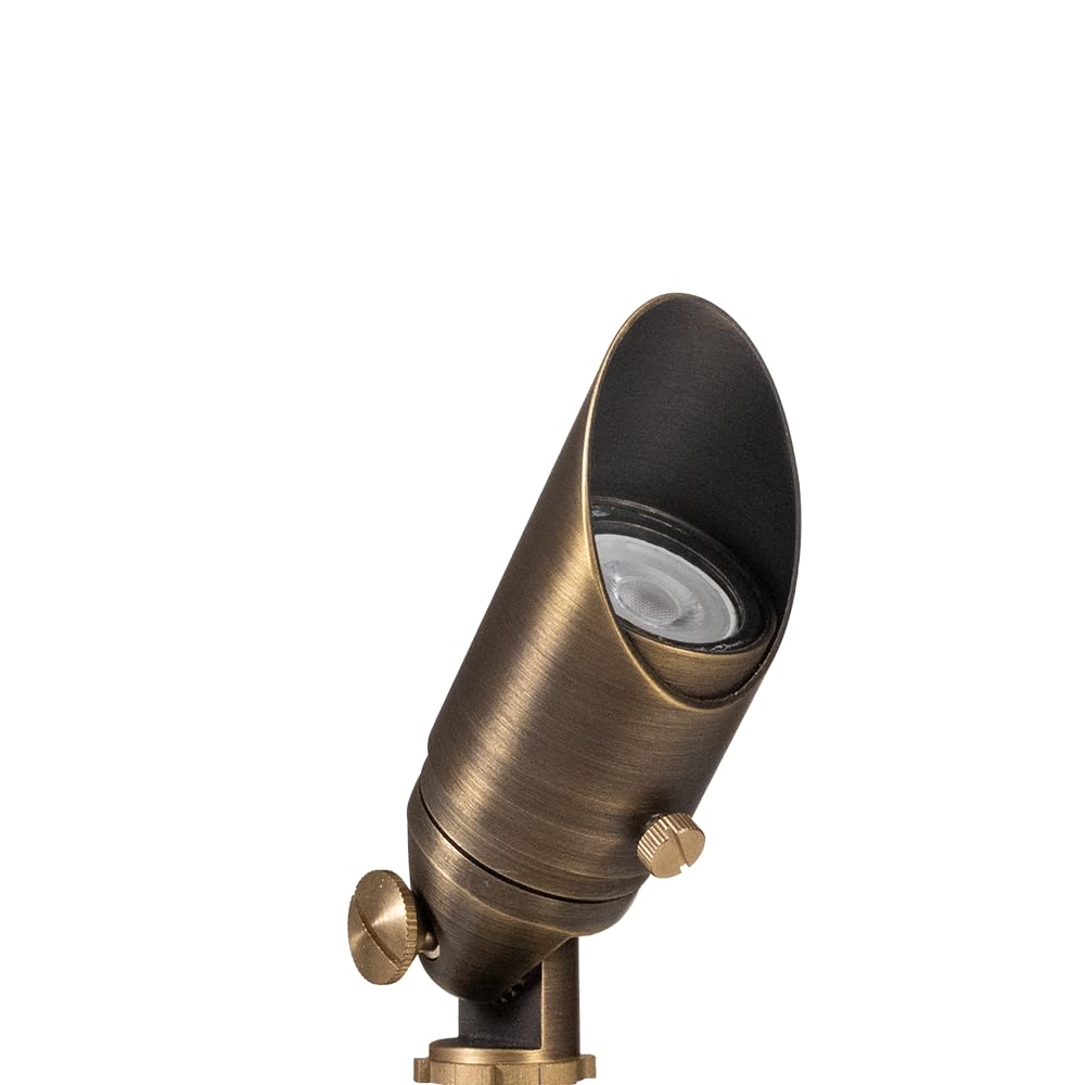 Volt Top Dog Scotty 12V Cast Brass Mini Outdoor Spotlight (Bronze) With 4W 2700K Warm White 350 Lumen Mr11 Led Bulb For Low Volt