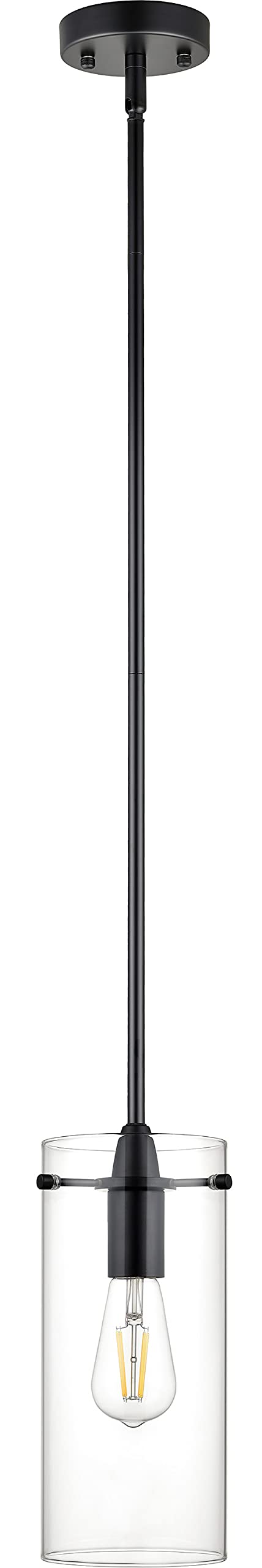 Linea di Liara Effimero Modern Pendant Light - Large Black Metal Fixture with Clear Glass Shade - Ideal for Kitchen Island or Farmhouse Decor