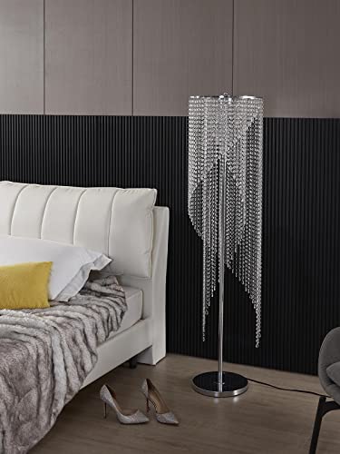 Surpars House Crystal Floor Lamp - Elegant Rain Design, Silver Chrome Finish, Modern Lava Style for Living Room & Bedroom, Model S0170044