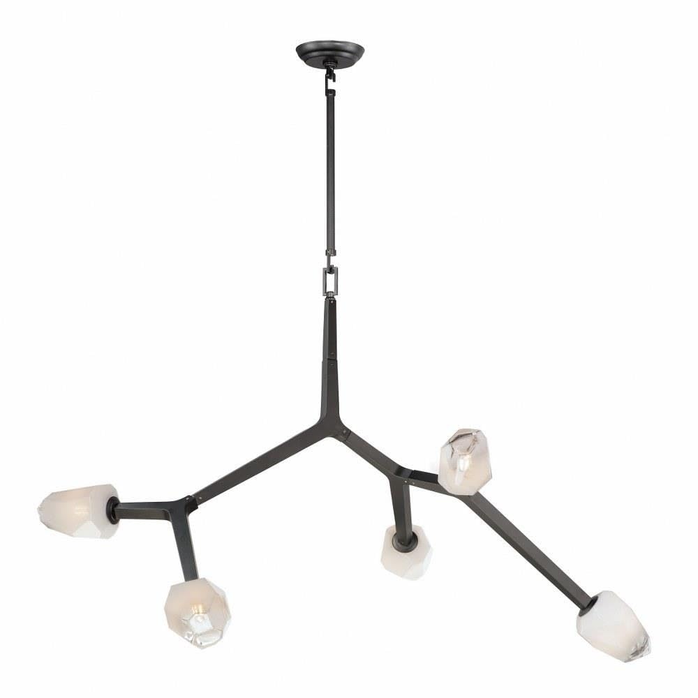 ET2 Lighting Blossom 5-Light Pendant | Black Finish | Steel & Clear and Frosted Glass | Transitional Hanging Pendant Light for K