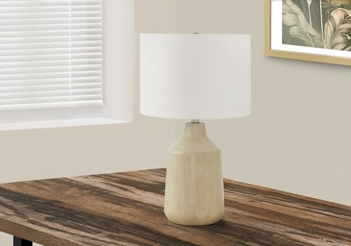 Monarch Specialties I 9702 Lightingtable Lamp, Beige Concrete, Ivory/Cream Shade, Contemporary