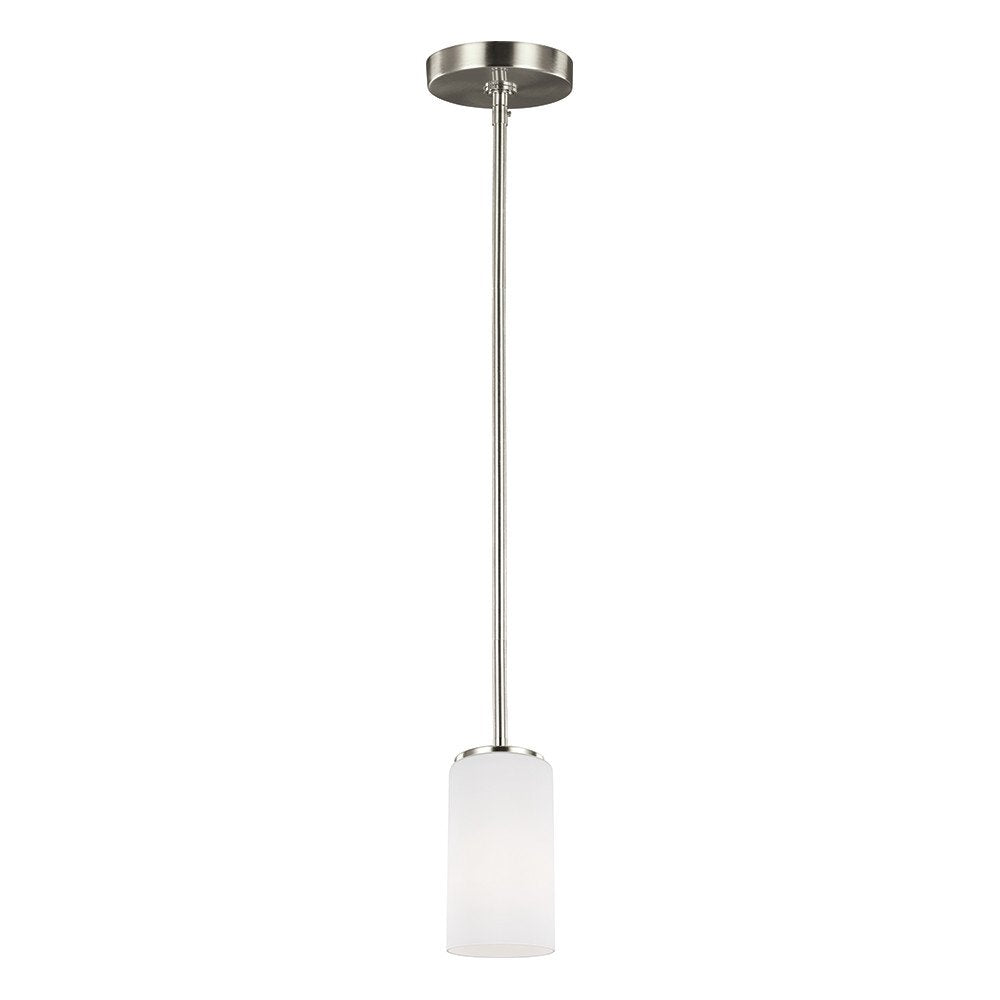 Sea Gull Lighting Alturas Mini-Pendant Fixture, One-Light, Brushed Nickel, Model 6124601-962, Alloy Steel