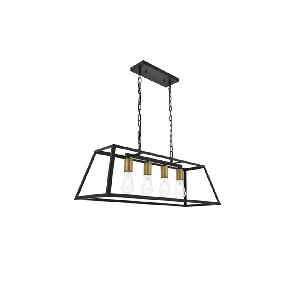 Living District Resolute 4-Light Metal Pendant in Brass/Black