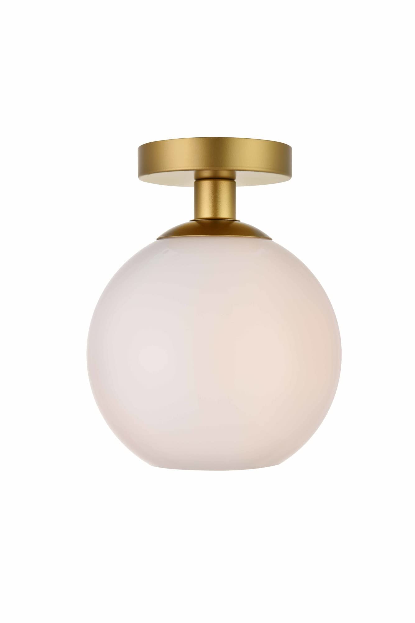 Living District Baxter 1-Light Metal & Glass Flush Mount in Brass/Frosted White