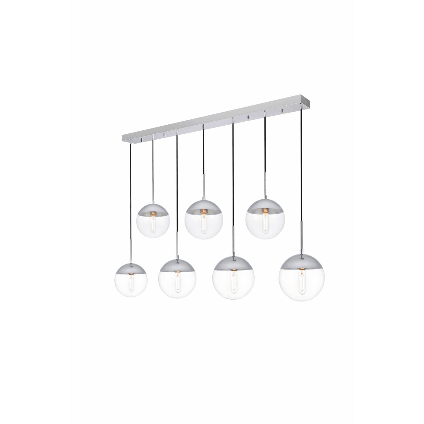Elegant Lighting Living District Eclipse 7-Light Chrome Pendant With Clear Glass Shade
